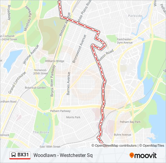 Mapa de BX31 de autobús