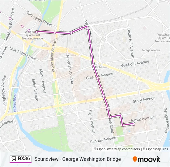 BX36 Bus Line Map