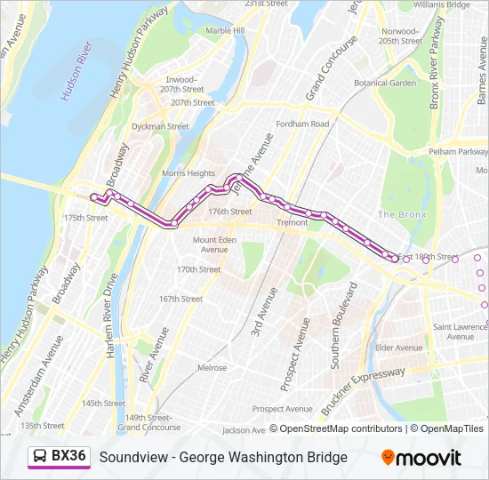 BX36 Bus Line Map