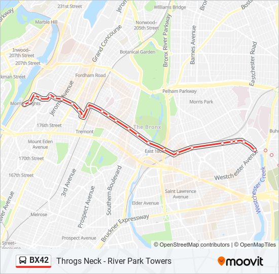 Mapa de BX42 de autobús