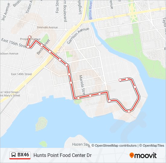 Mapa de BX46 de autobús