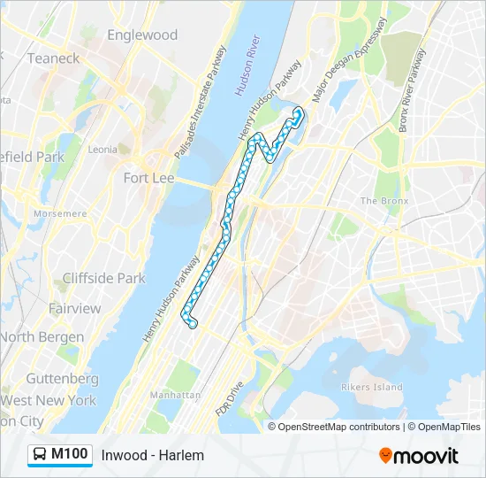 M100 Bus Line Map