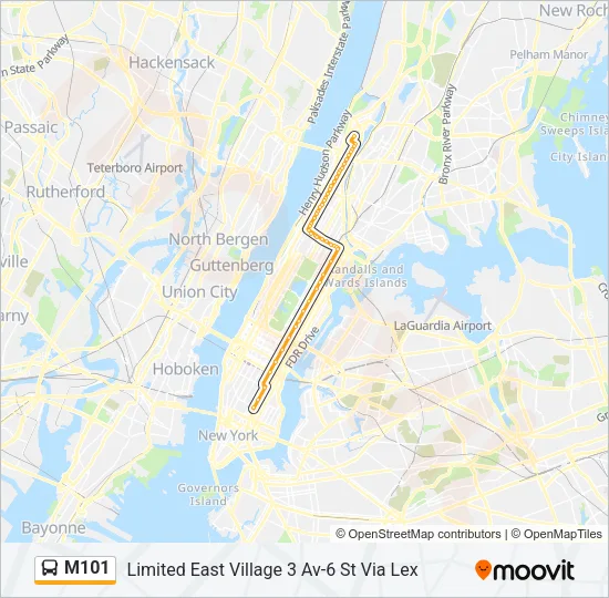 M101 Bus Line Map