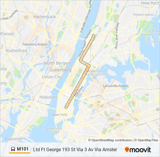 M101 Bus Route Map M101 Route: Schedules, Stops & Maps - Ltd Ft George 193 St Via 3 Av Via  Amster (Updated)