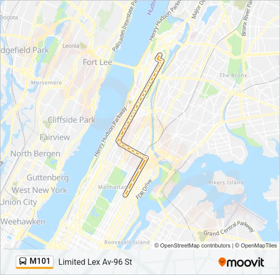 M101 Bus Line Map