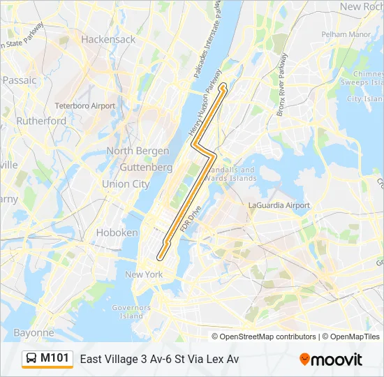 M101 Bus Line Map