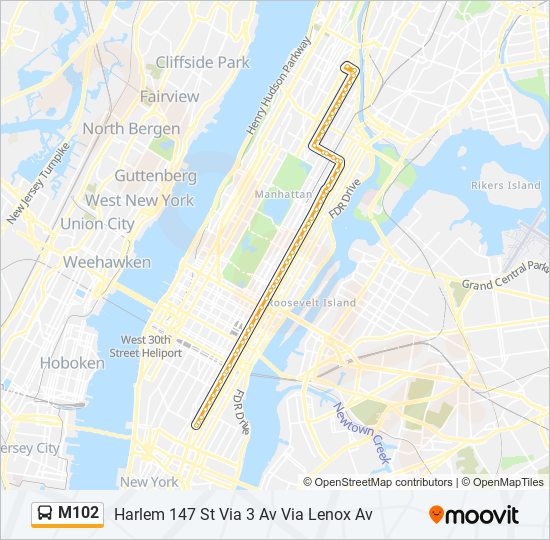 M102 bus Line Map