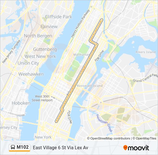 M102 bus Line Map