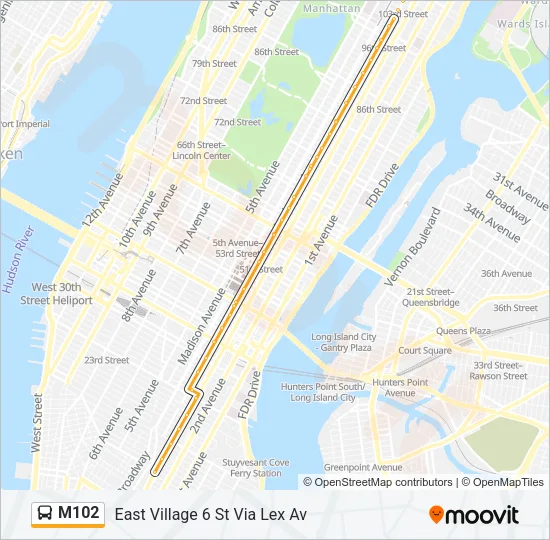M102 Bus Line Map