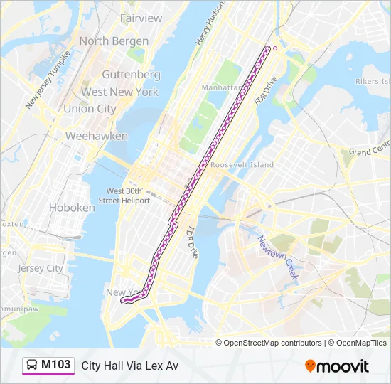 M103 Bus Line Map