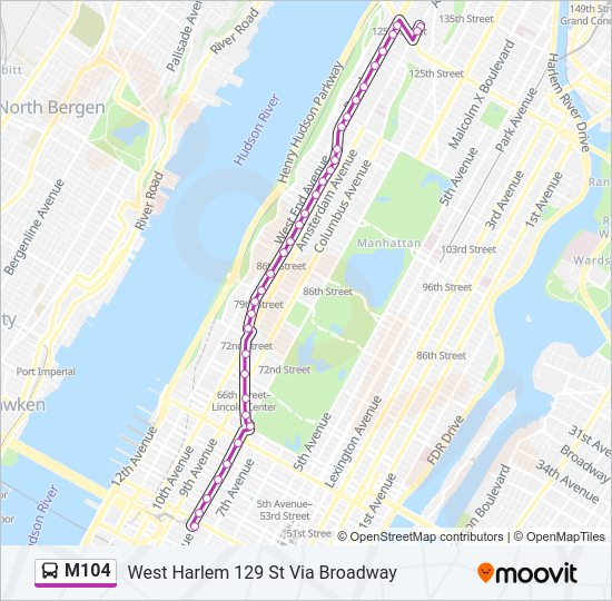 m104 Route: Schedules, Stops & Maps - West Harlem 129 St Via Broadway ...