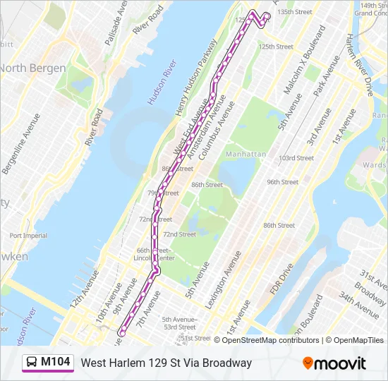 M104 Bus Line Map