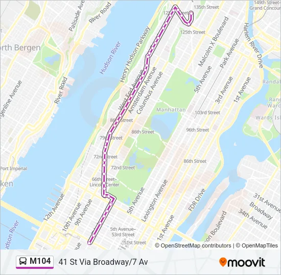 M104 Bus Line Map