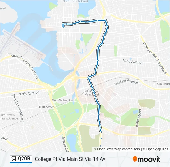 Q20B Bus Line Map