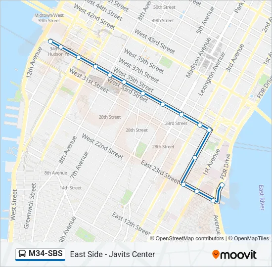 M34-SBS Bus Line Map