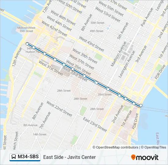 M34-SBS Bus Line Map