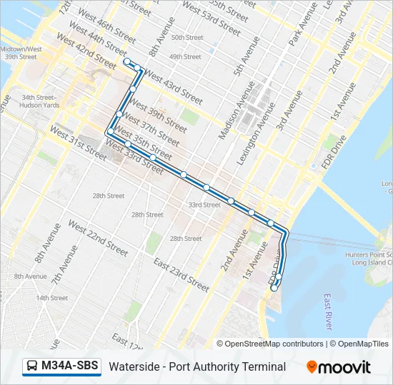 M34A-SBS Bus Line Map
