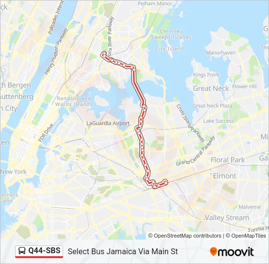 Q44-SBS Bus Line Map