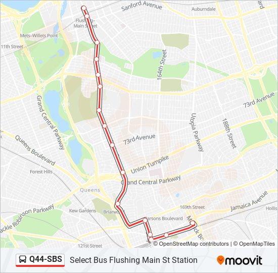 Mapa de Q44-SBS de autobús