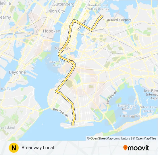 N Subway Line Map