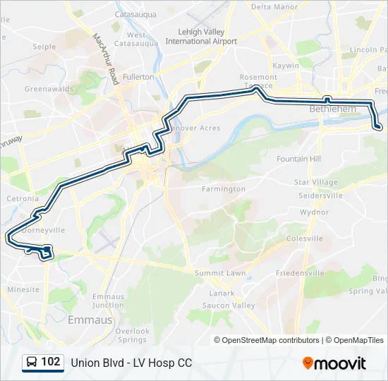102 Bus Line Map