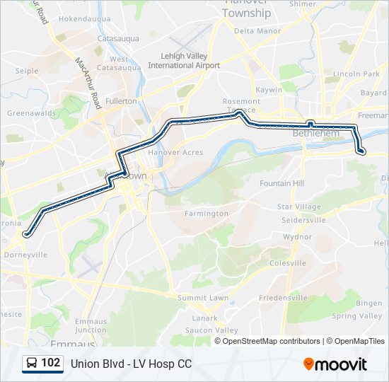 102 bus Line Map