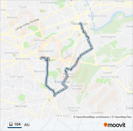 Mapa de 104 de autobús