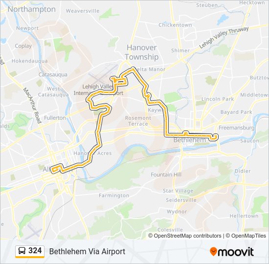 Mapa de 324 de autobús