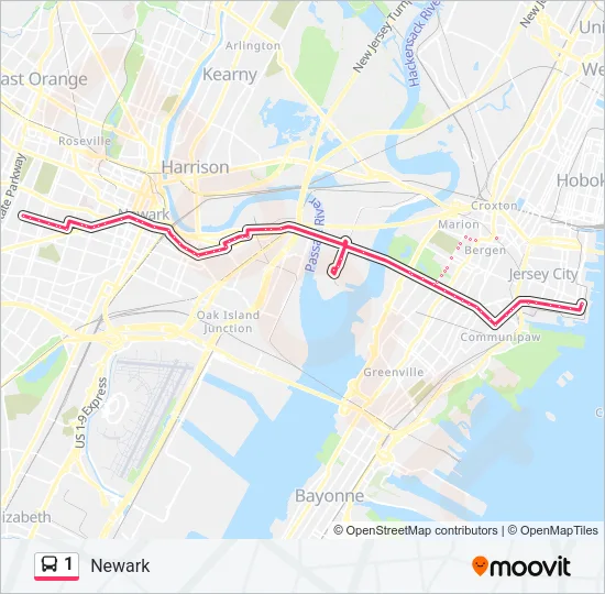 1 Bus Line Map