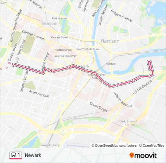 1 Bus Line Map