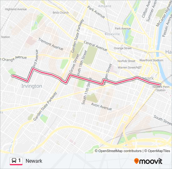 1 bus Line Map