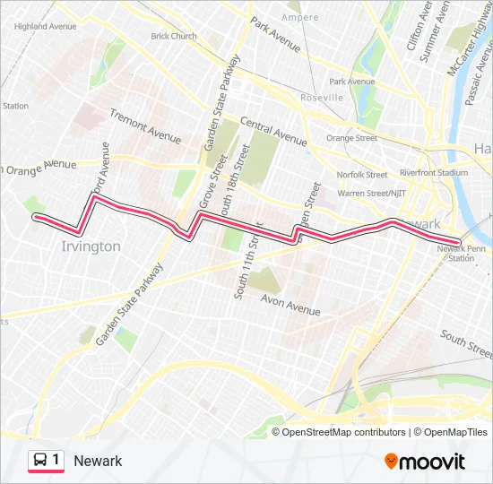 1 Bus Line Map