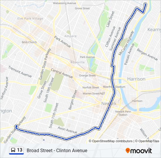 13 Bus Line Map