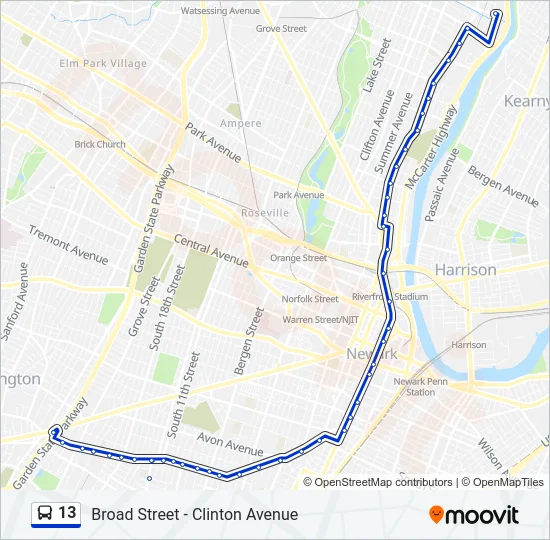 13 Bus Line Map