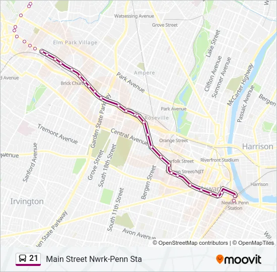 21 Bus Line Map
