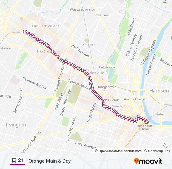 21 Bus Line Map
