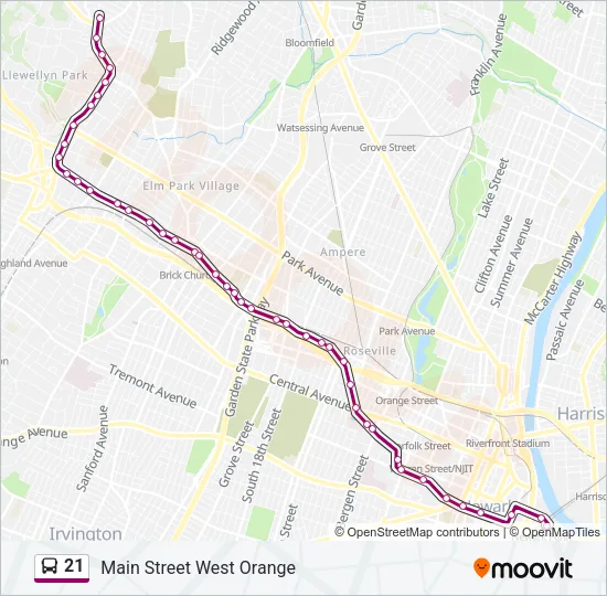 21 Bus Line Map