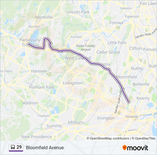 29 bus Line Map