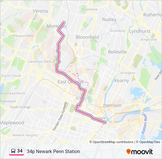 34 Bus Line Map