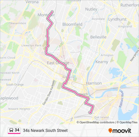 34 Route Schedules Stops Maps 34s Newark South Street