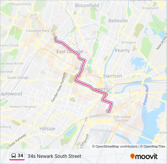 34 Bus Line Map