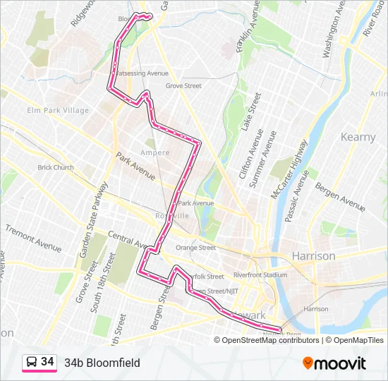 34 Bus Line Map