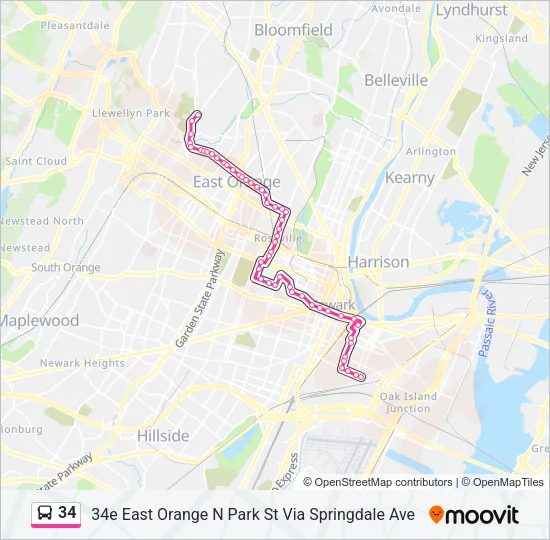 34 Bus Line Map