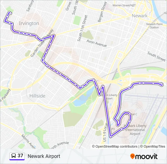 37 Bus Line Map