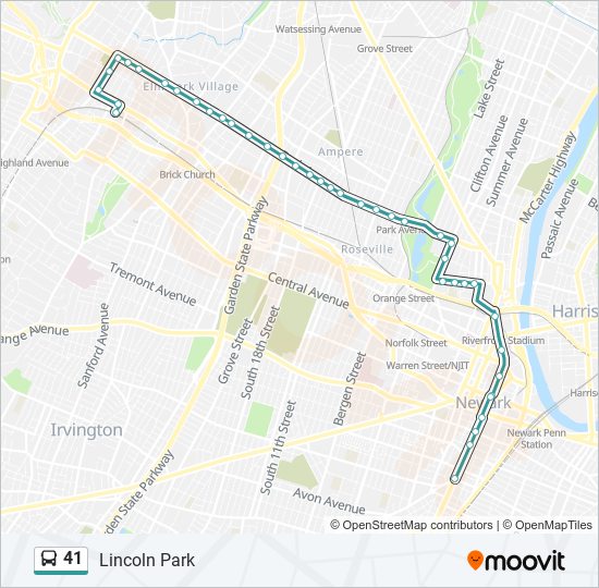 41 bus Line Map