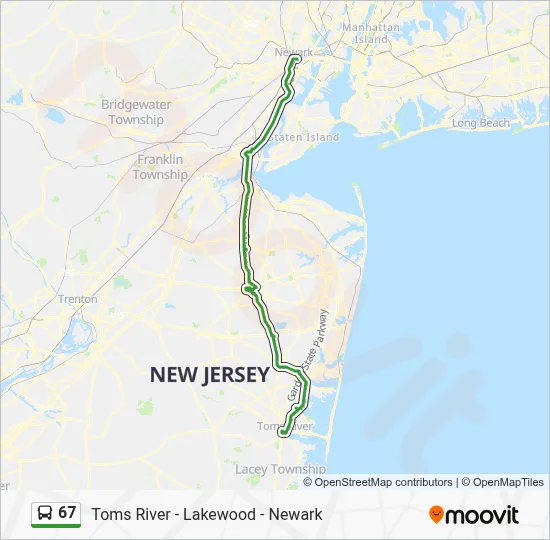 67 Route: Schedules, Stops & Maps - Toms River Via Lakewood (Updated)