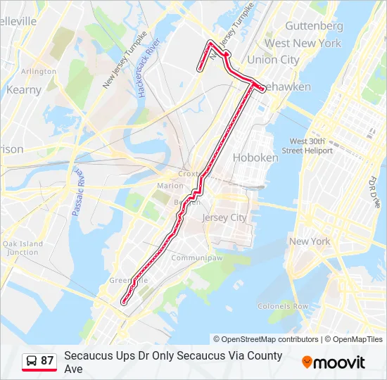 87 Bus Line Map