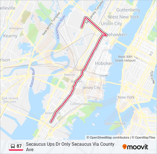 Ruta 87: Horarios, Paradas Y Mapas - Secaucus Ups Dr Only Secaucus Via 