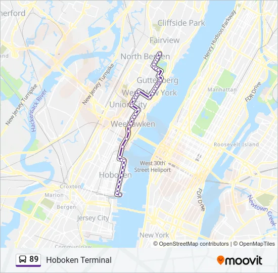 89 Bus Line Map