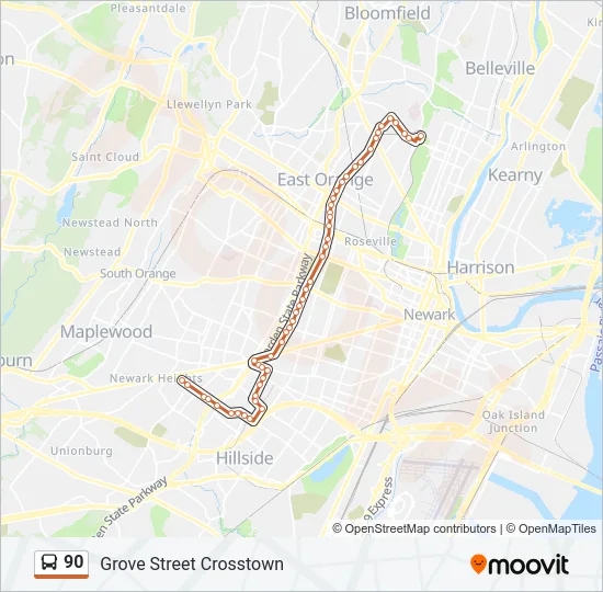 90 Bus Line Map